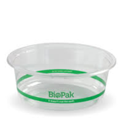 Container PLA ROUND 600ml WIDE Clear Deli Bio Bowl x 600